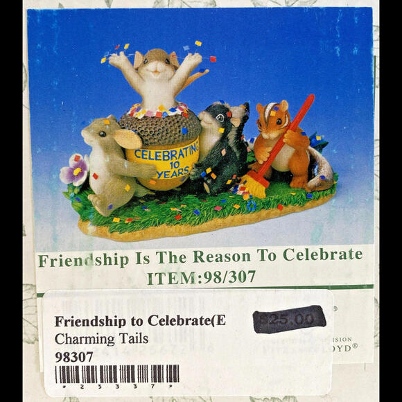 Charming Tails~ FRIENDSHIP IS THE REASON TO CELEBRATE Figure 98/307  NEW Sealed - Picture 8 of 8